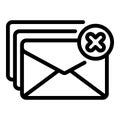 Inbox mail reject icon, outline style Royalty Free Stock Photo