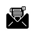 Black solid icon for Inbox Message, notification and communication