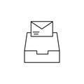 Inbox, message, tray icon. Simple line, outline vector of information transfer icons for ui and ux, website or mobile application Royalty Free Stock Photo