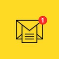 Inbox notice logo with linear email Royalty Free Stock Photo