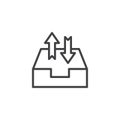 Inbox and outbox documents outline icon