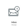 Inbox outline vector icon. Thin line black inbox icon, flat vector simple element illustration from editable message concept Royalty Free Stock Photo