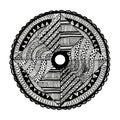 Inc pen mandala. Circular monochrome pattern Royalty Free Stock Photo