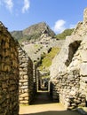 Inca architecture, houses in ruins in the residential area of Machu Picchu, Peru.