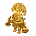 Inca indian ritual figurine from gold, a symbol of sacrifice is on a white background. Vector illustration. Royalty Free Stock Photo