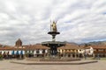 Inca King Pachacutec on Fountain in the Plaza de Armas, Cusco, Peru