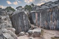 Archaelogical Qenqo. Strange and weird rock structures. Neighborhoods Cusco City. Royalty Free Stock Photo