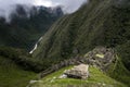 The Inca ruins of Winay Wayna and the surrounding valley, along the Inca Trail to Machu Picchu in Peru Royalty Free Stock Photo