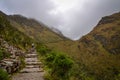 Inca stairs leading through the Inca trail Royalty Free Stock Photo