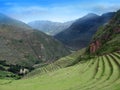 Inca stepped terraces near Machu Picchu in Peru Royalty Free Stock Photo