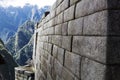 Inca Stone Wall With Mountains In Background Machu Picchu Peru Royalty Free Stock Photo