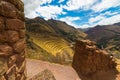Inca terraces and walls in Pisac, Sacred Valley, Peru