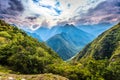 Inca Trail, Peru - August 03, 2017: Wild landscape of the Inca T Royalty Free Stock Photo