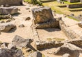 Inca Wall in Machu Picchu, Peru, South America. Example of polygonal masonry. The famous 32 angles stone Royalty Free Stock Photo