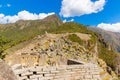 Inca Wall in Machu Picchu, Peru, South America. Example of polygonal masonry. The famous 32 angles stone Royalty Free Stock Photo