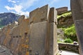 Inca wall in Ollantaytambo, Valle Sagrado - Sacred Valley in Cuzco, Peru Royalty Free Stock Photo