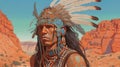 Incan Of The Comanche Tribe: A Detailed Painting By Moebius, James Jean, Or Todd James Royalty Free Stock Photo