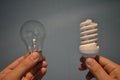 Incandescent bulb and energy saving in hand