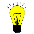 incandescent bulb, yellow with a black outline, character ideas and energy lamp light