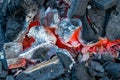 Incandescent charcoal embers with pretty orange tones Royalty Free Stock Photo