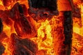 Incandescent charcoal embers with pretty orange tones Royalty Free Stock Photo