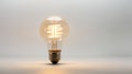 An incandescent lamp glows on a white background.