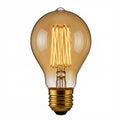 Incandescent light bulb featuring a clear, teardrop-shaped glass envelope. Inside, Royalty Free Stock Photo