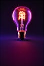 Incandescent Light Bulb Filament Element Energy Glow Purple Background