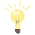 Incandescent light bulb, idea symbol. Minimalistic icon, sign. Scribble. Isolated vector illustration on a transparent
