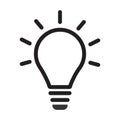 Incandescent light bulb / lightbulb turned on or idea line art vector icon for apps and websites