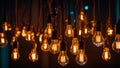 Incandescent light bulbs close glass electric technology glowing filament lightbulb illuminated