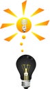 Incandescent to CFL Light bulb Illustration