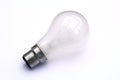 Incandescent tungsten pearl B22 bayonet fitting light bulb on white