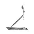 Incense aroma stick sketch raster illustration Royalty Free Stock Photo