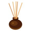 Incense aroma sticks are in clay vase for aromatherapy  meditation  ceremony vector illustration Royalty Free Stock Photo