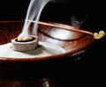 Incense bowl and burning incense