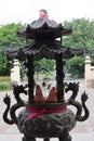 Incense burner in Chinese temple, Buddhist concept.