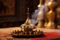 incense burner with frankincense during ceremony