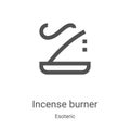 incense burner icon vector from esoteric collection. Thin line incense burner outline icon vector illustration. Linear symbol for