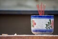 Incense burner on table rock Royalty Free Stock Photo