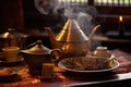 incense burning alongside ethiopian coffee set