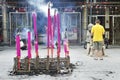 Incense burning in chinese temple in malaysia