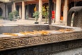 Incense burning on a copper censer - Buddhist Temple - Shanghai, China Royalty Free Stock Photo