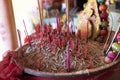 Incense burning Embossed in an incense pot. There is a lot of smoke.Use for pay respect to the Buddha in Buddhism life and Chinese