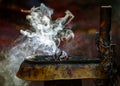 Incense burning in a Hinduist temple in Kathmandu Royalty Free Stock Photo