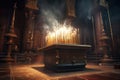 incense burning in ornate temple altar