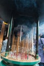 Incense burners outside buddhist temple Royalty Free Stock Photo