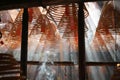 Incense burning in temple in Hong Kong