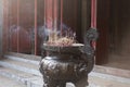 incense burning at the Temple of the Jade Mountain in Hanoi Vietnam Royalty Free Stock Photo