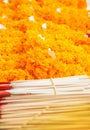 The incense, candle and marigold for worship the Buddha image Royalty Free Stock Photo